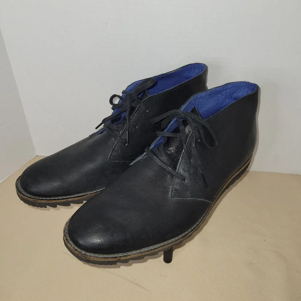 Mark Nason x Skechers Mens Black Blue Leather Chukka Boots Lace Up Size 13